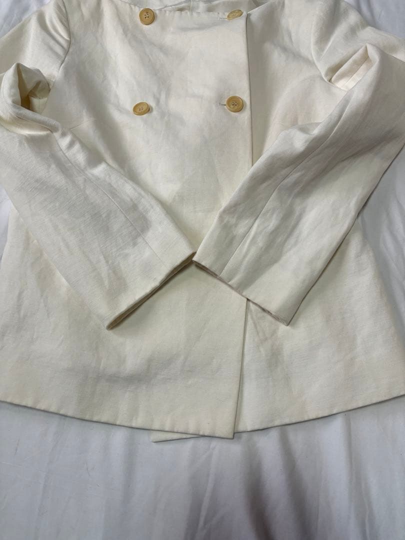 CELINE セリーヌ ダブルボタンジャケット　コットンリネン　オフ白