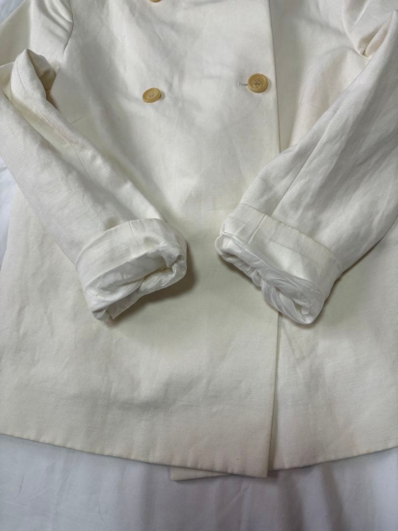CELINE セリーヌ ダブルボタンジャケット　コットンリネン　オフ白