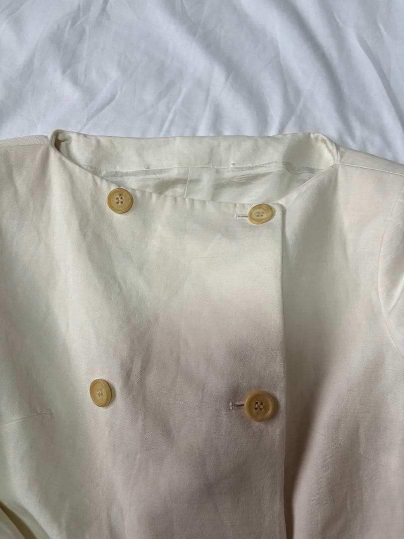 CELINE セリーヌ ダブルボタンジャケット　コットンリネン　オフ白