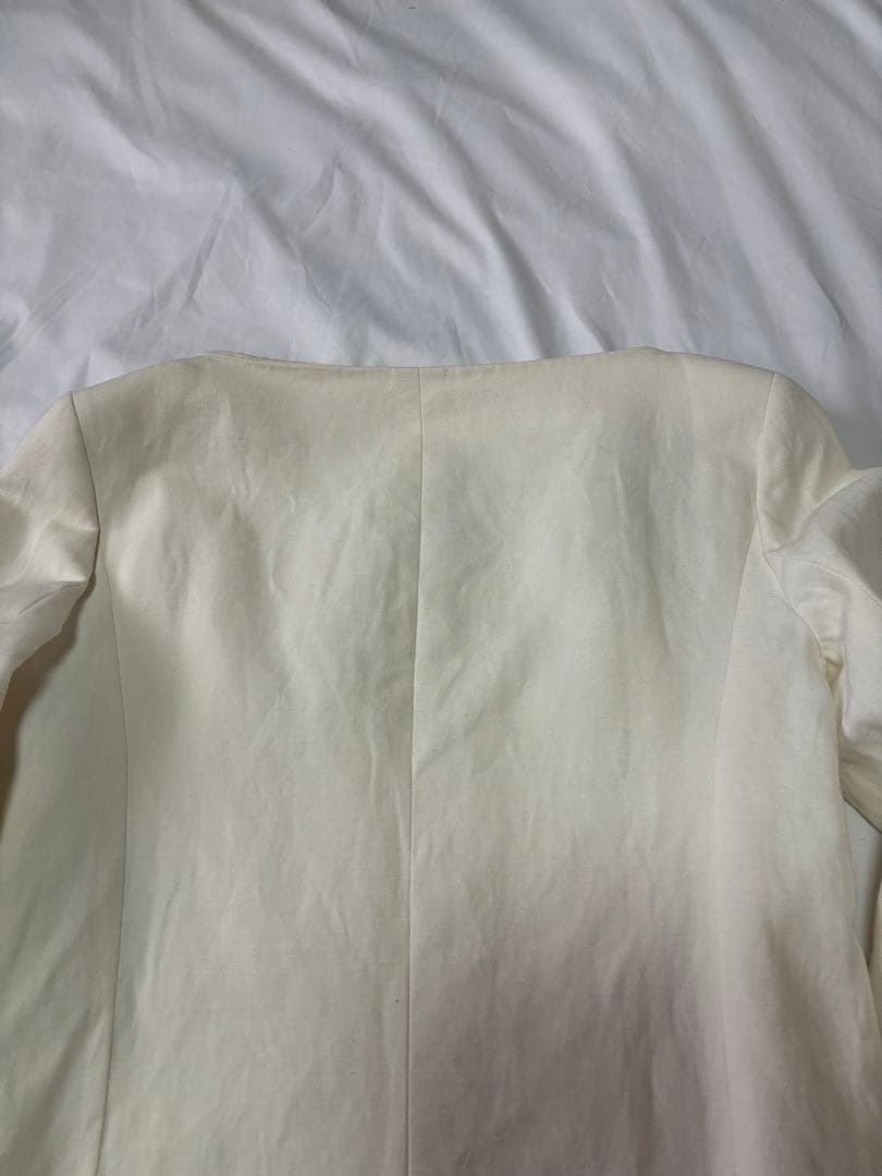 CELINE セリーヌ ダブルボタンジャケット　コットンリネン　オフ白