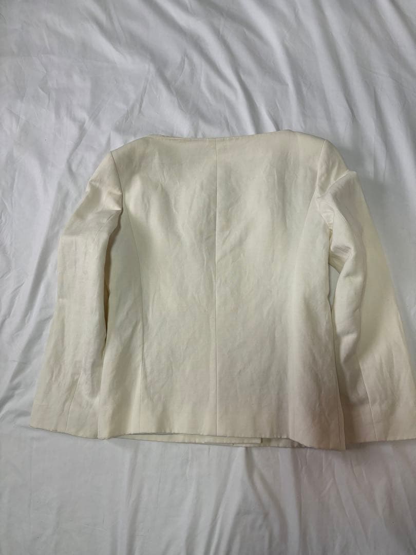 CELINE セリーヌ ダブルボタンジャケット　コットンリネン　オフ白