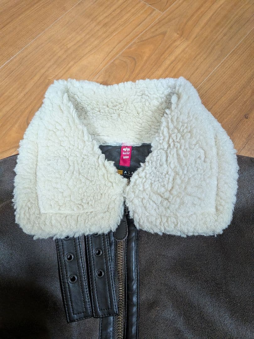 ALPHA　b-3　フェイクムートンレザージャケット　 Lサイズ