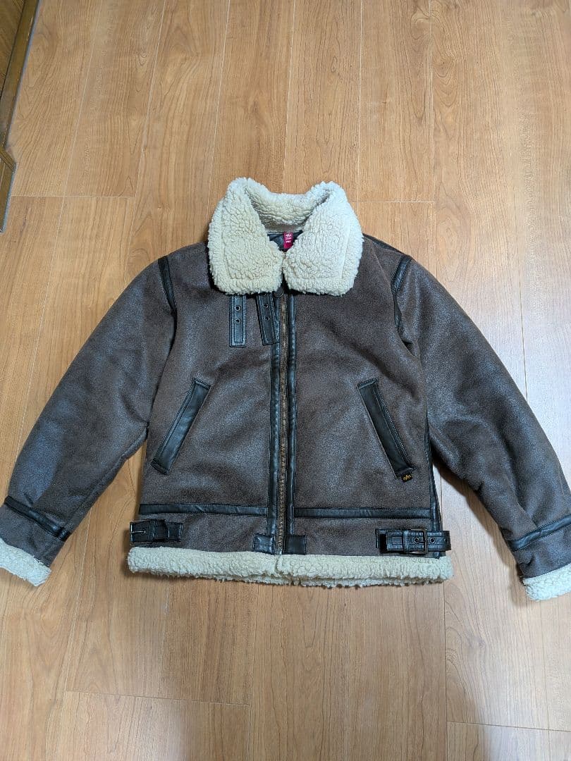 ALPHA　b-3　フェイクムートンレザージャケット　 Lサイズ