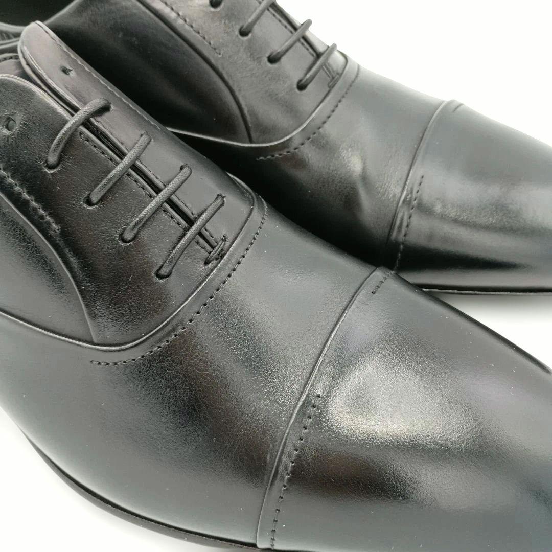 未使用級【ヒューゴボス】ストレートチップ 内羽根 黒 ビジネスシューズ