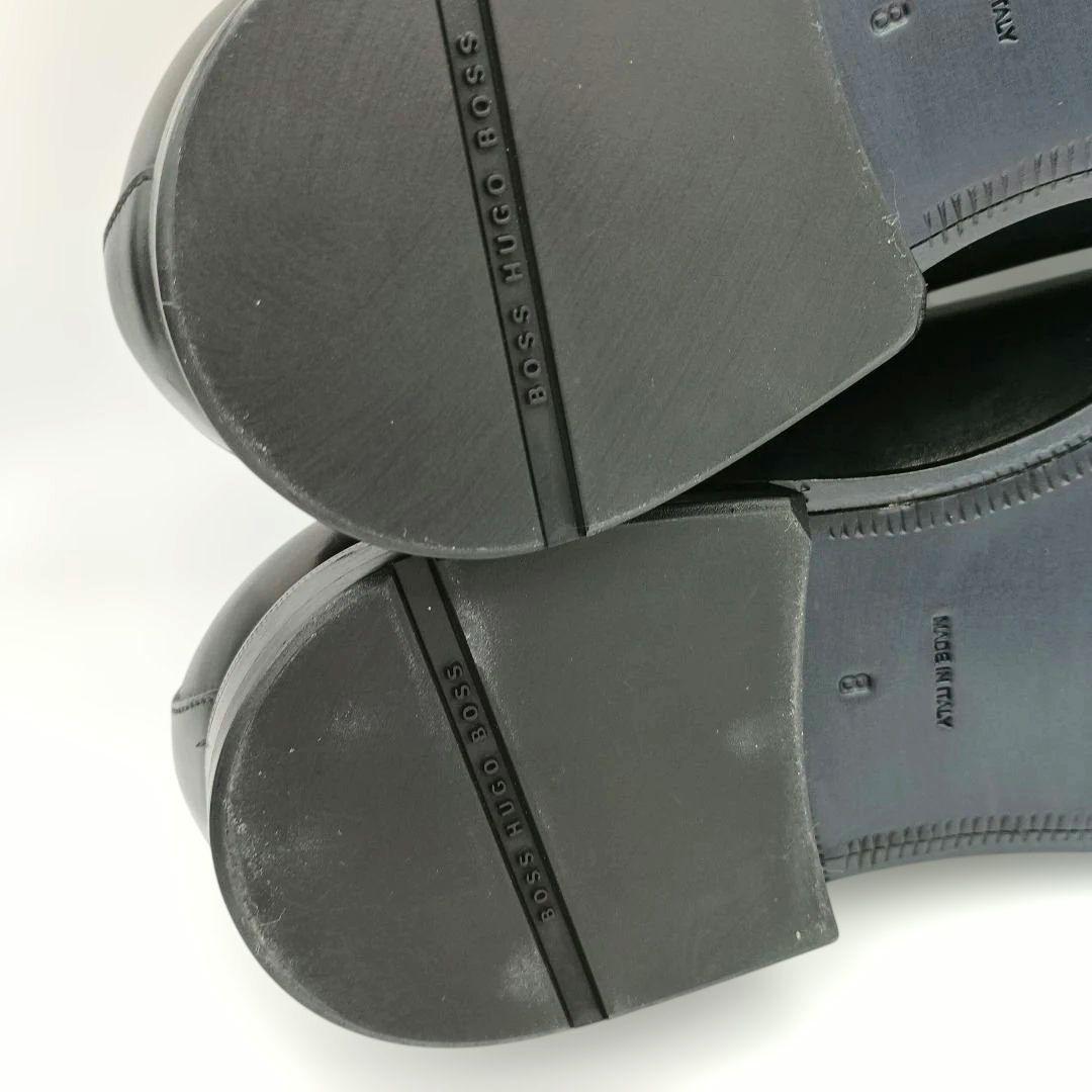 未使用級【ヒューゴボス】ストレートチップ 内羽根 黒 ビジネスシューズ