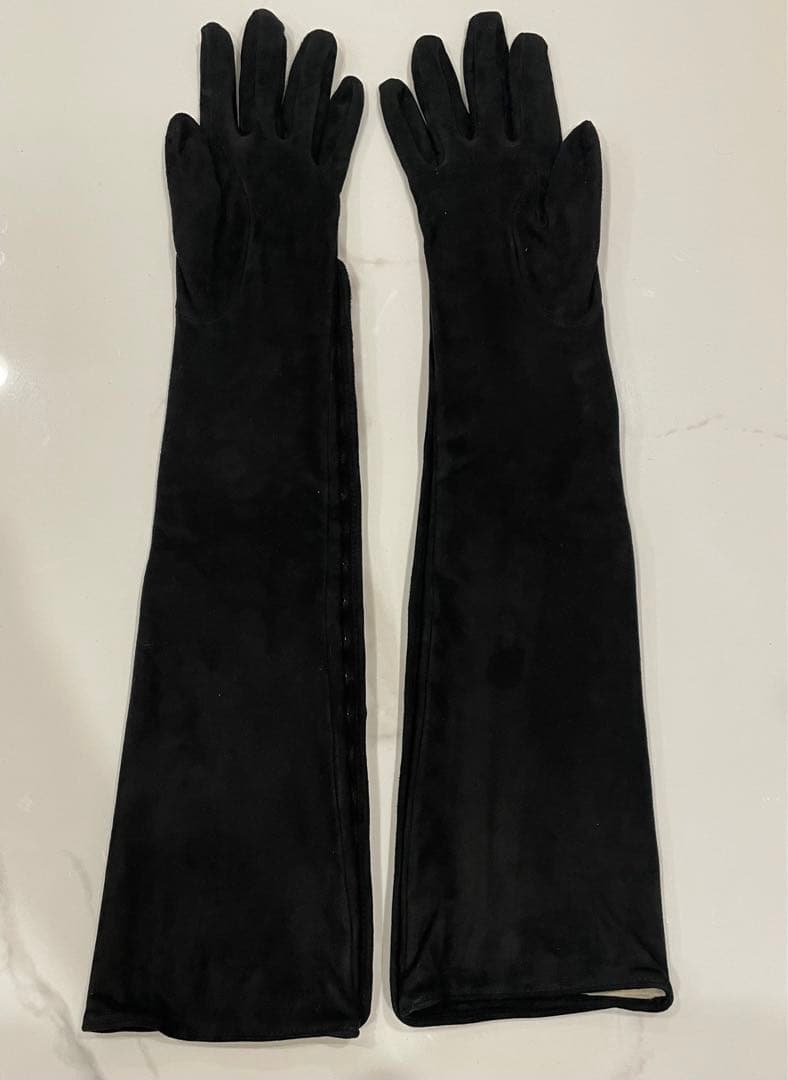 GANTIER CAUSSE ガンコース ロンググローブ　手袋　黒　スェード美品