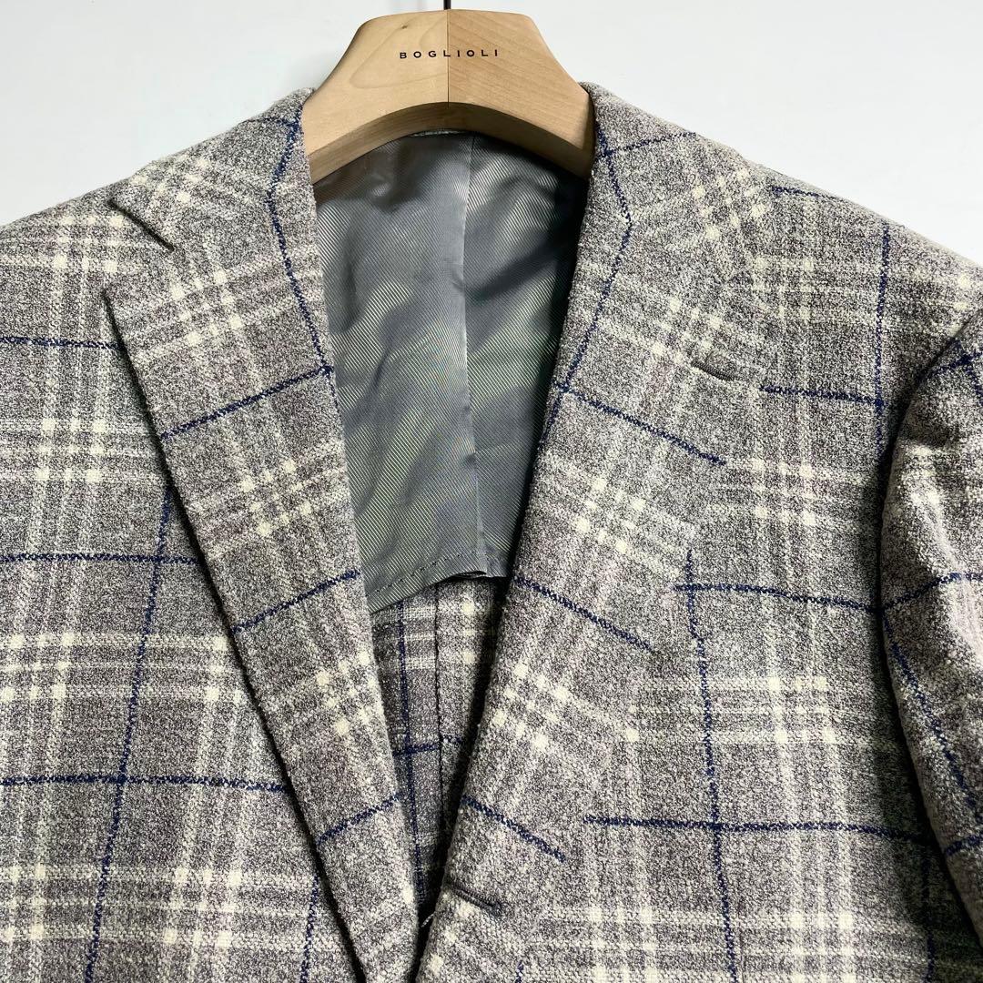 リングヂャケット ブークレ グレンチェック テーラードジャケット 50