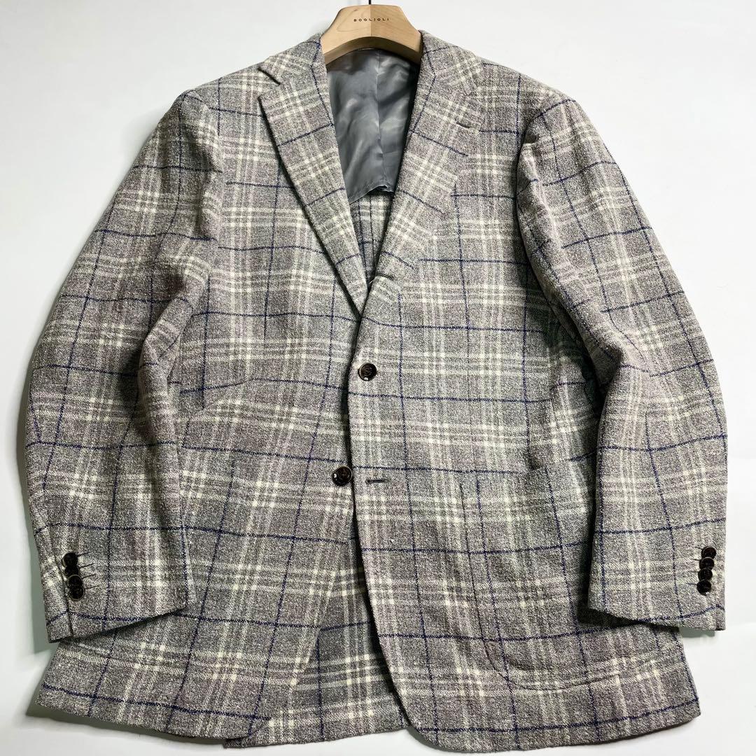 リングヂャケット ブークレ グレンチェック テーラードジャケット 50
