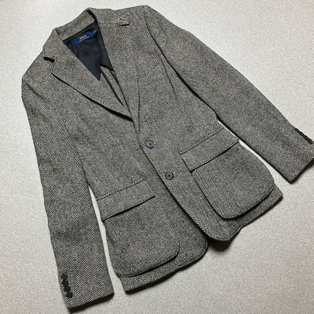 ポロラルフローレン ヘリンボーン アルパカ ラムウール テーラードジャケット