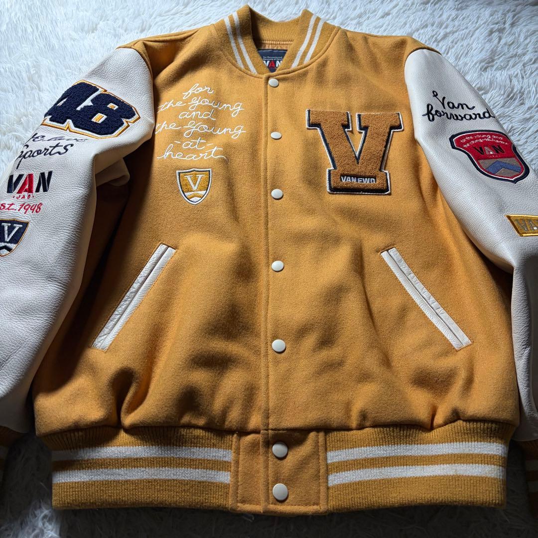 美品■VAN JACKET スタジャン　フルデコ　袖レザー　ワッペン　LL