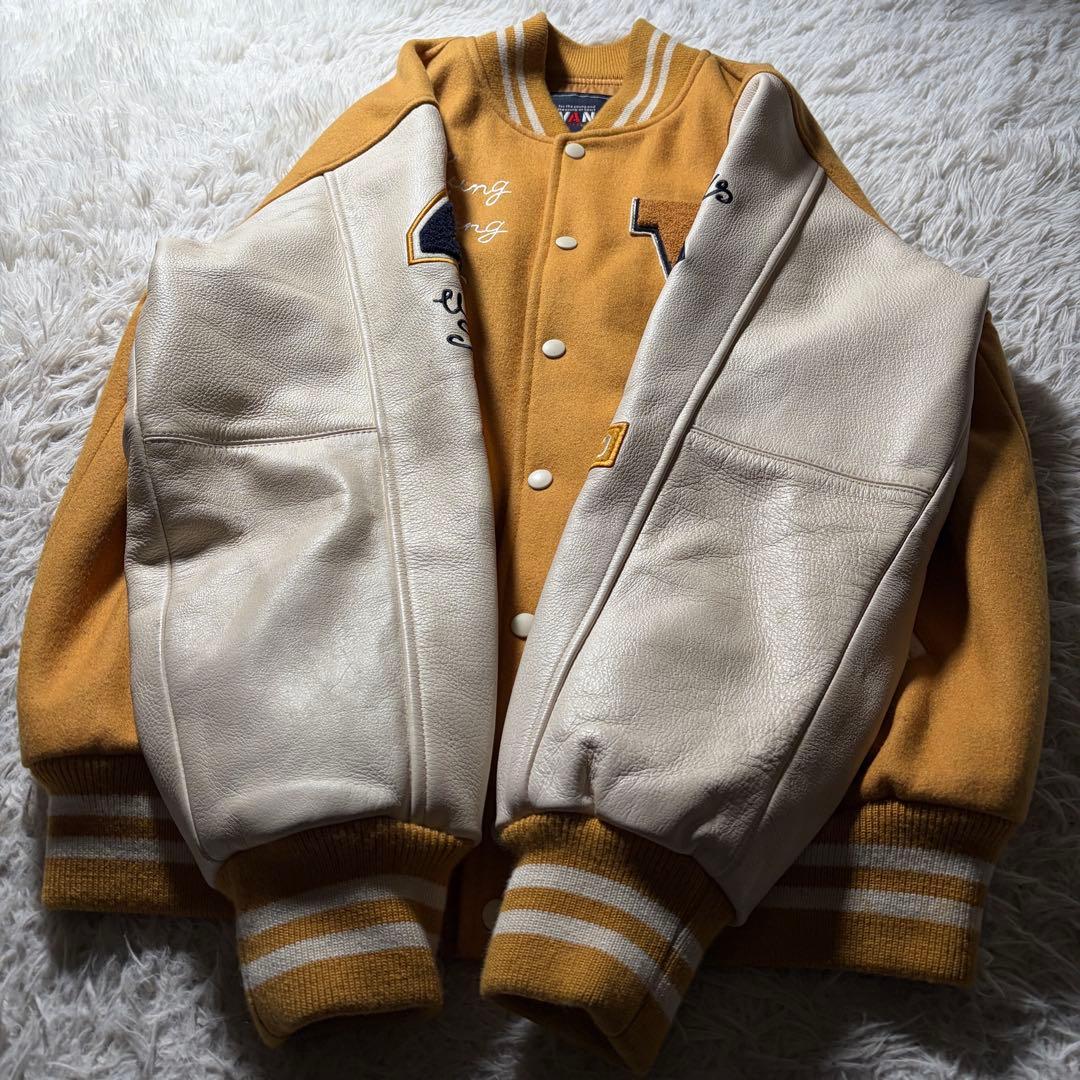 美品■VAN JACKET スタジャン　フルデコ　袖レザー　ワッペン　LL