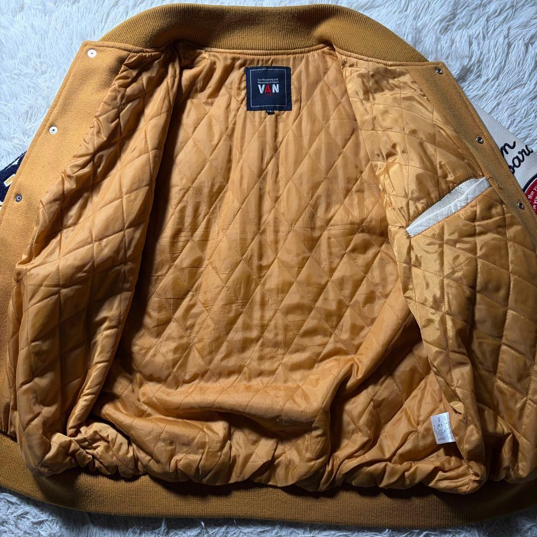 美品■VAN JACKET スタジャン　フルデコ　袖レザー　ワッペン　LL