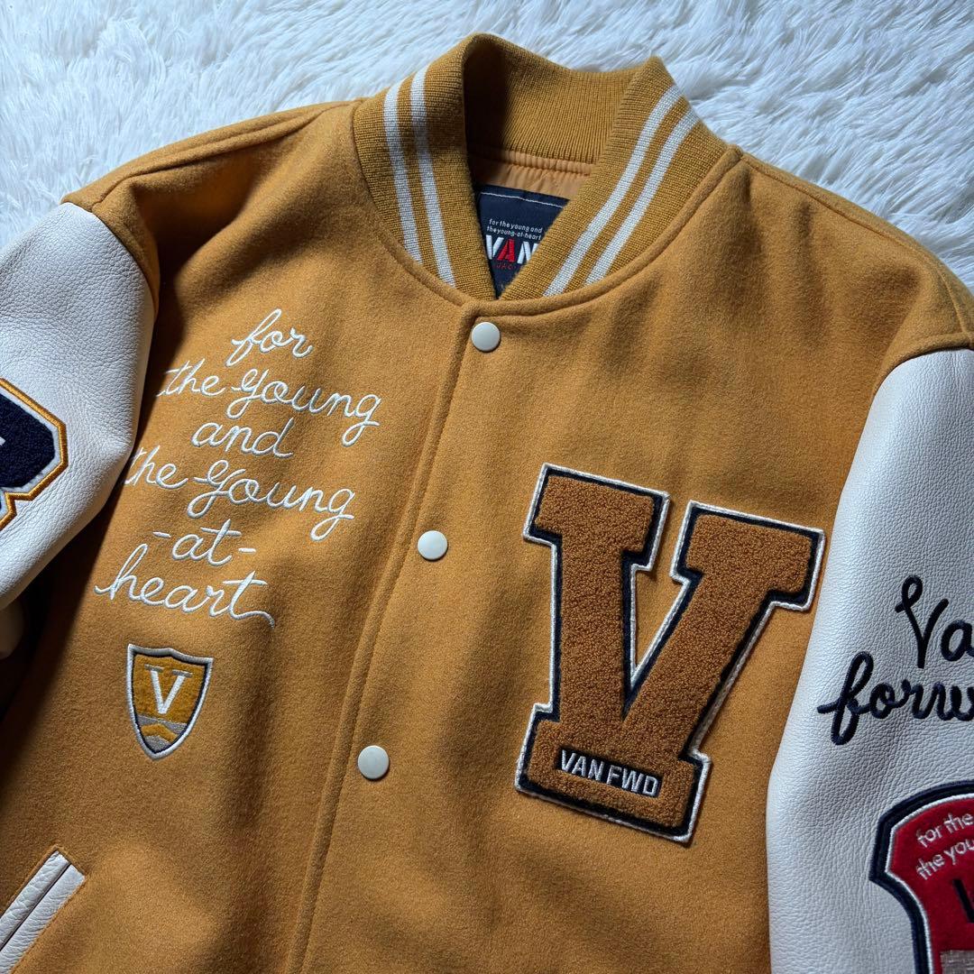 美品■VAN JACKET スタジャン　フルデコ　袖レザー　ワッペン　LL
