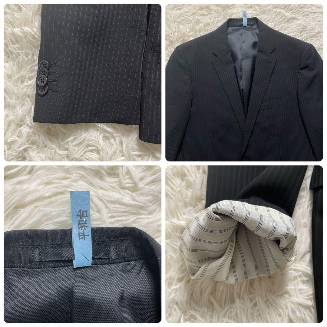 コムサイズム　スーツ　5点　セット　ワイシャツ　ネクタイ　ベルト　黒　L