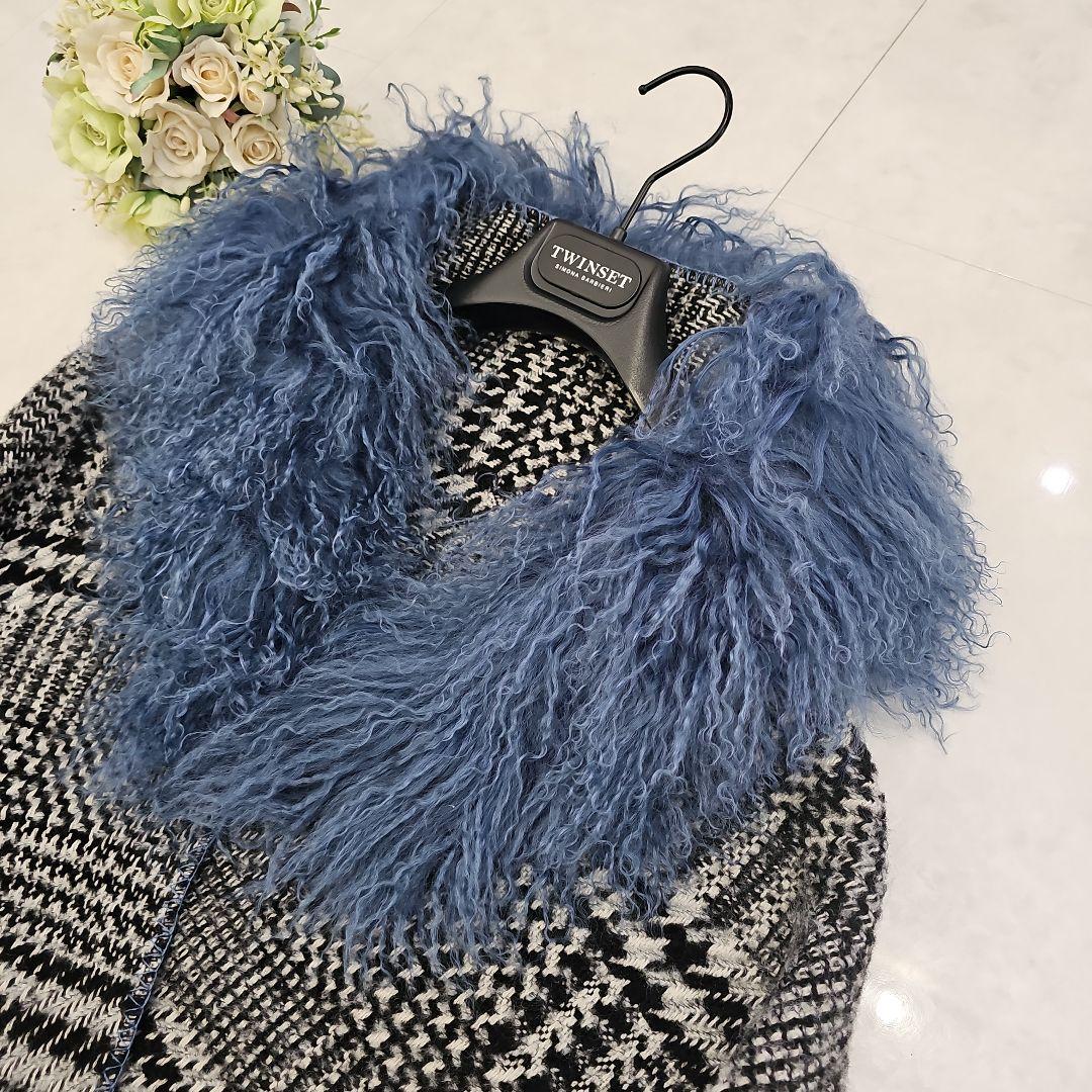 美品【TWIN SET】イタリア ファーストール 大判マフラー定価64,900円