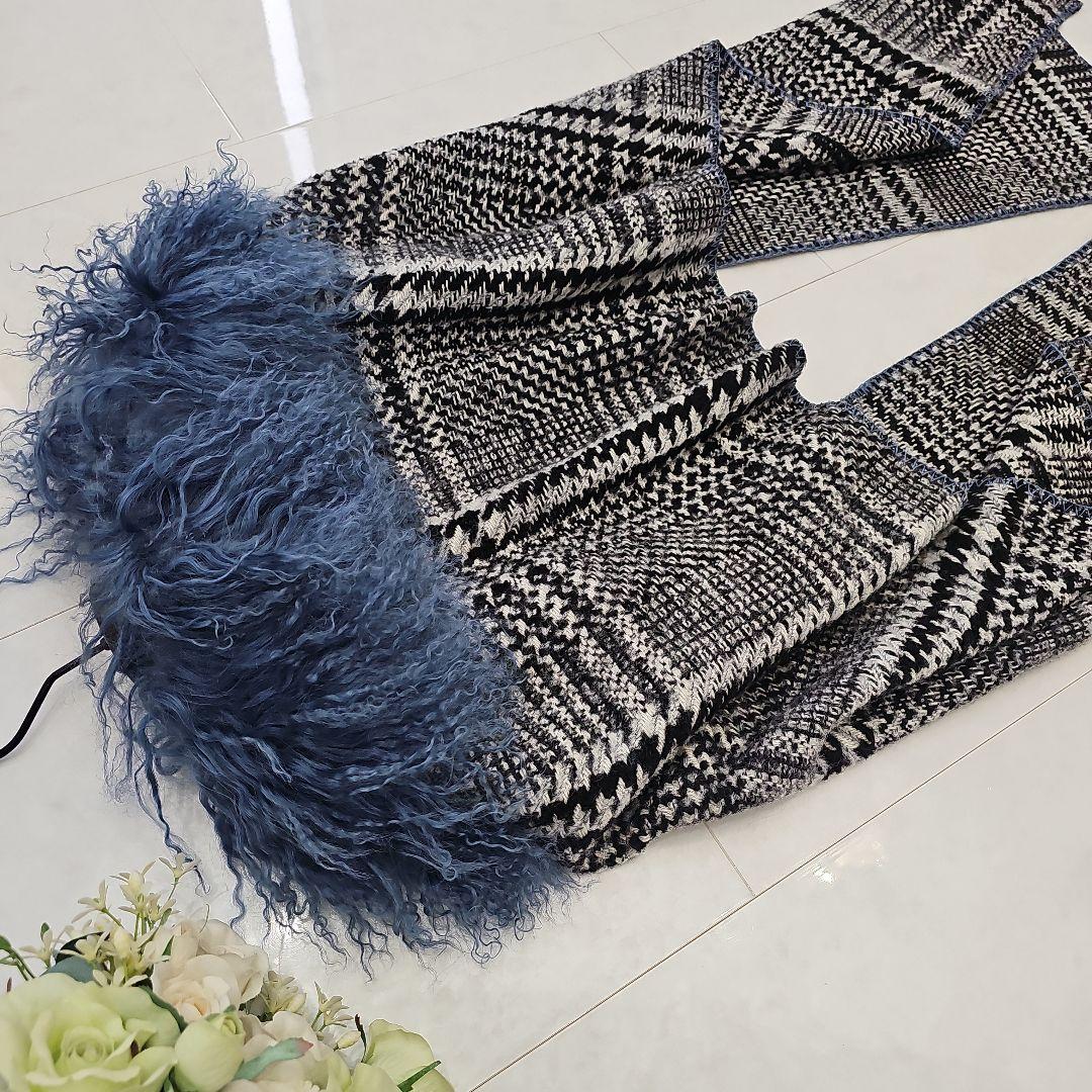 美品【TWIN SET】イタリア ファーストール 大判マフラー定価64,900円