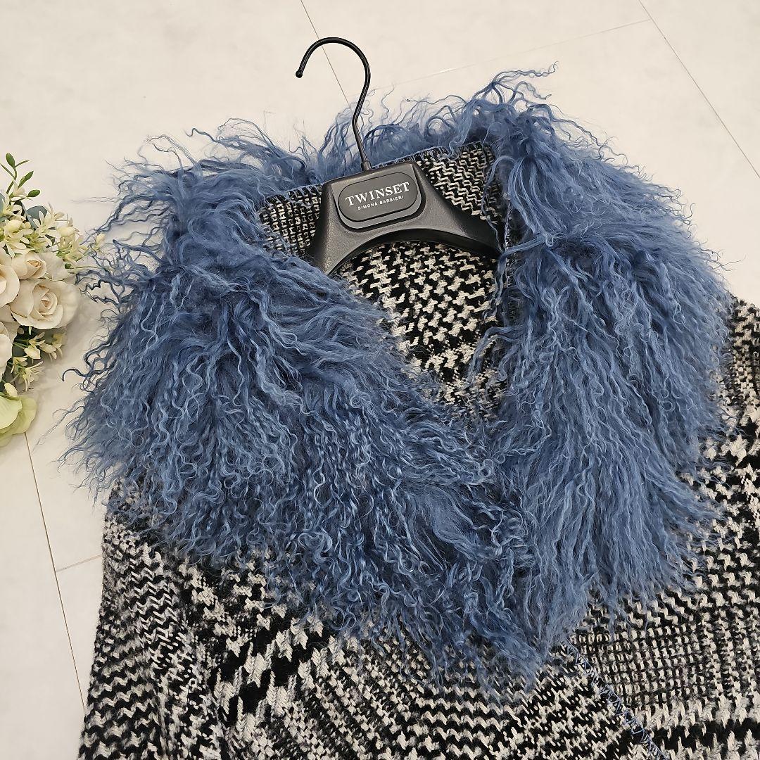 美品【TWIN SET】イタリア ファーストール 大判マフラー定価64,900円