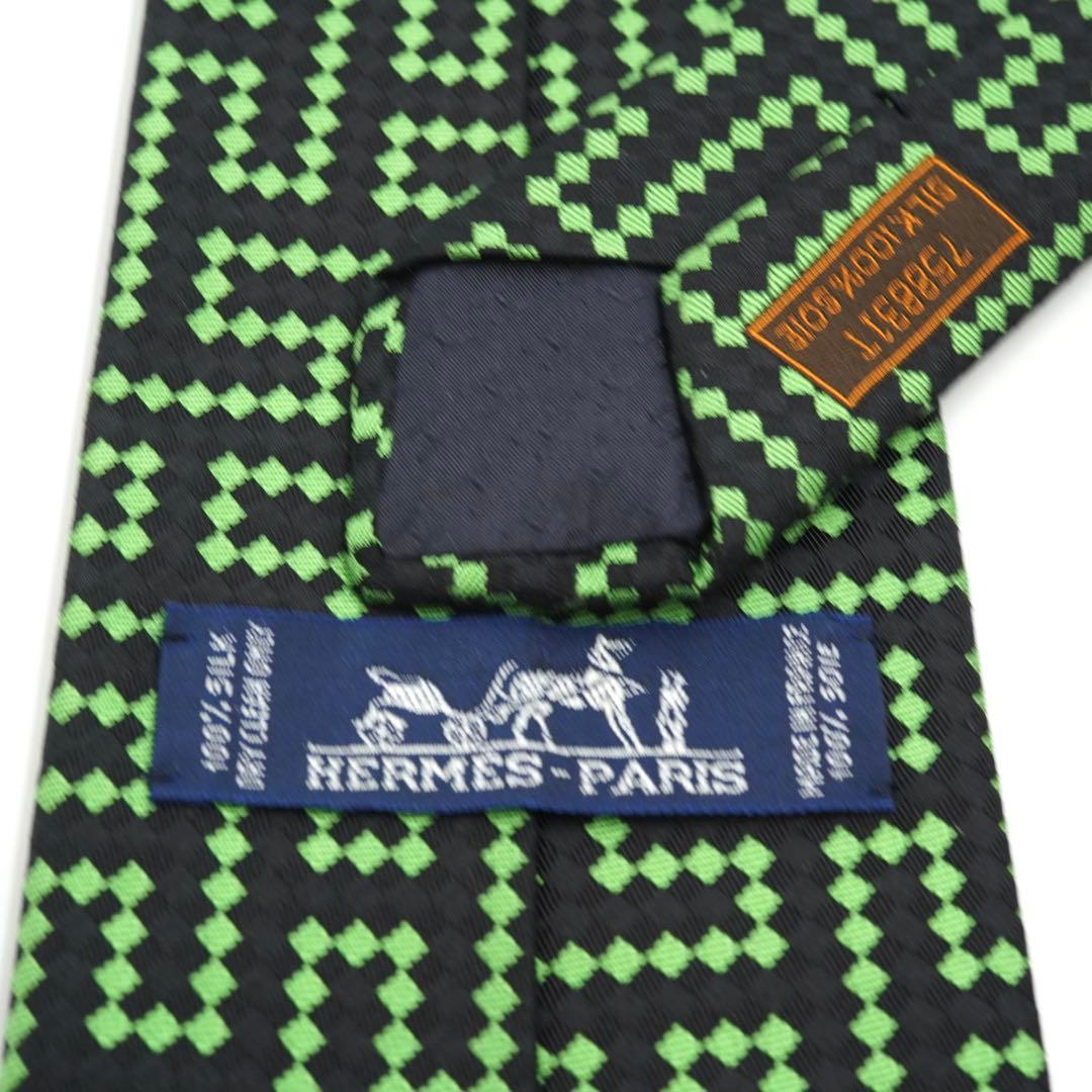 ✨新品未使用品✨　HERMES ネクタイ　ファソネット　H柄　ドット柄　グリーン
