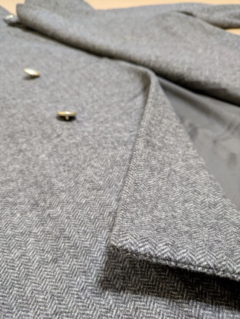 GLOBALWORK　ミドルコート　グレーミニヘリンボーン