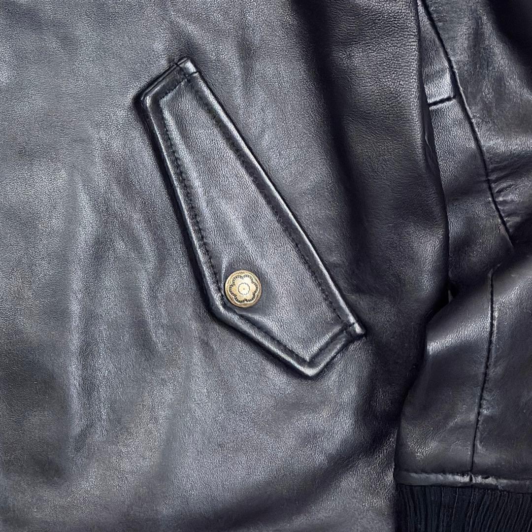 美品　雅結　桜吹雪　ラムレザー　MA-1　ボンバージャケット　XL　ブラック