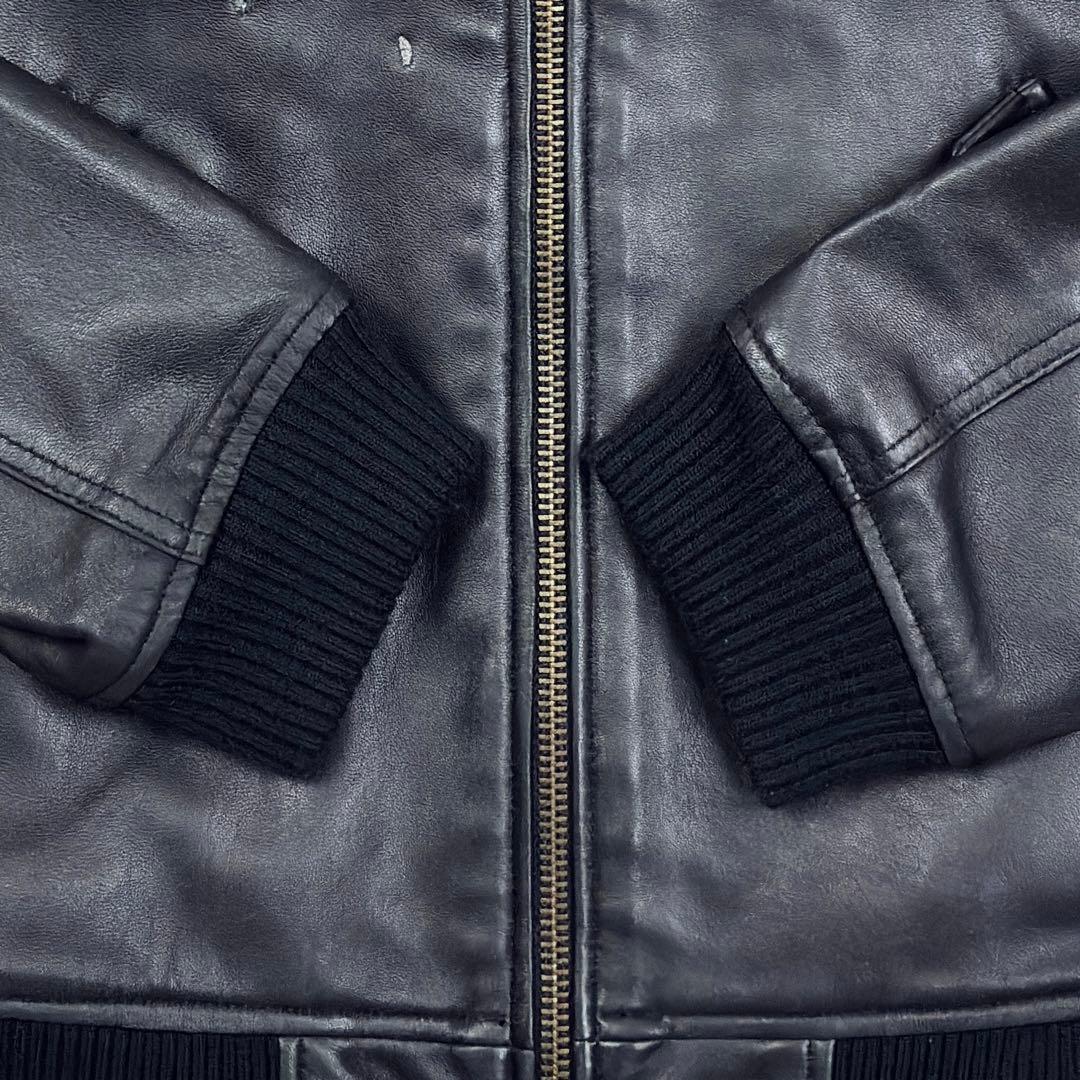 美品　雅結　桜吹雪　ラムレザー　MA-1　ボンバージャケット　XL　ブラック