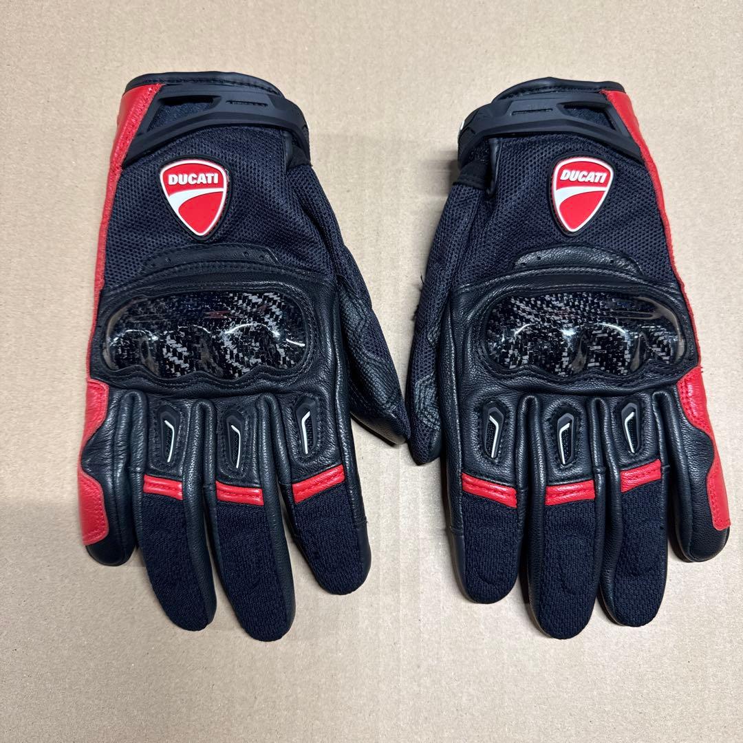 Ducati バイクグローブ 黒/赤