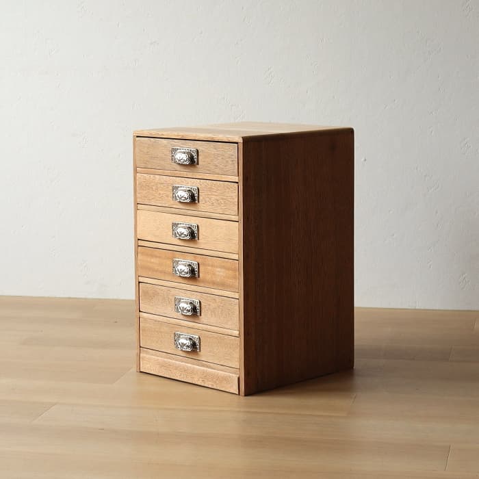 アンティーク 整理箱 タンス 古家具 ラワン 引き出し6杯 無塗装