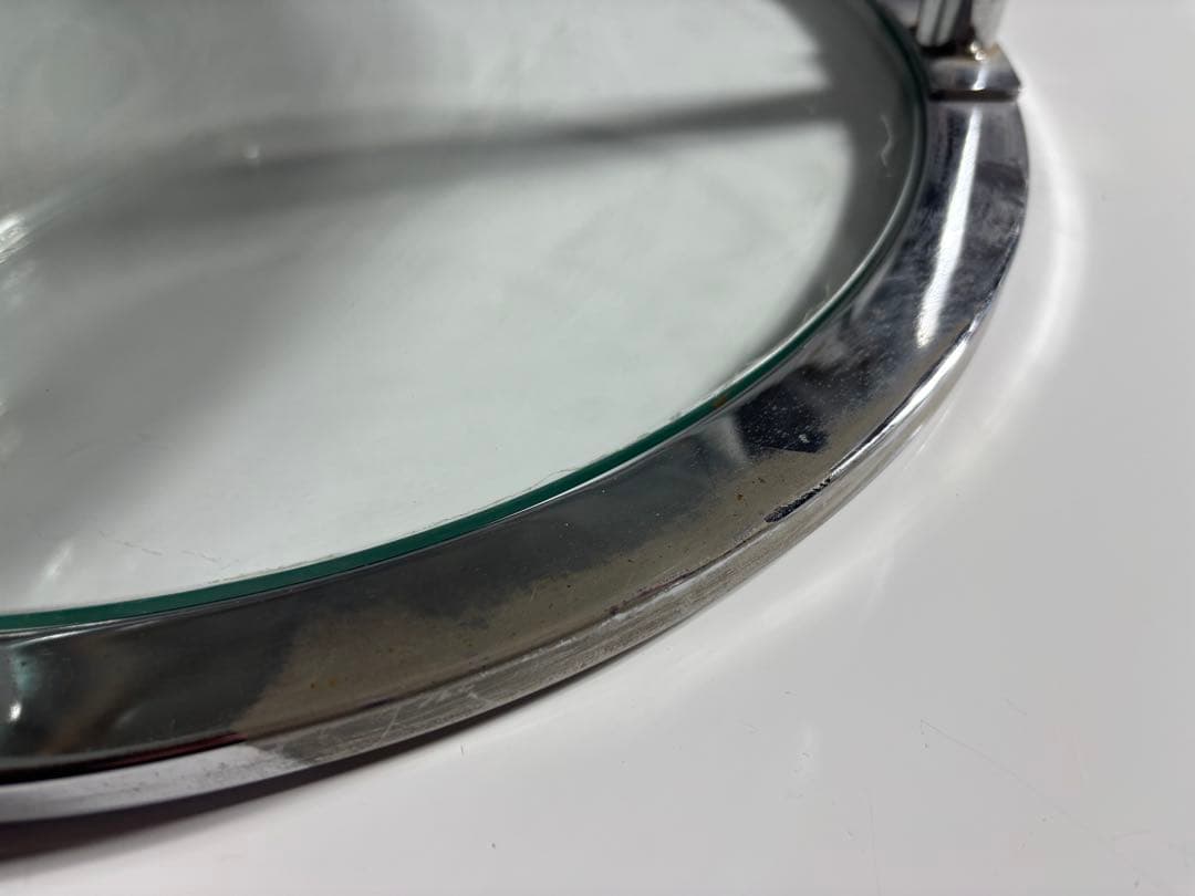 ミッドセンチュリー 4段 ガラスラウンドテーブル 可変式 レトロモダン