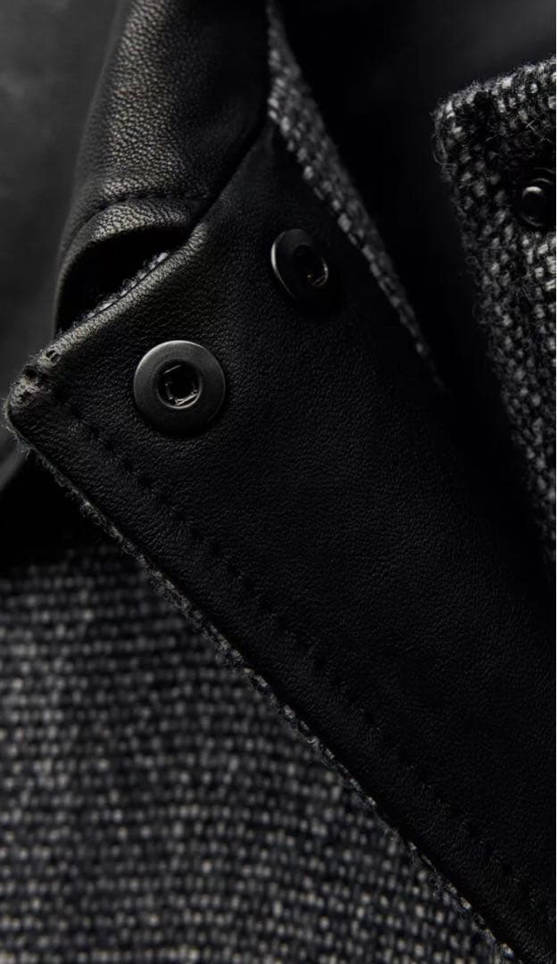 新品タグ付き ZARA レザーカラーコート MANTECO ウール混ジャケット