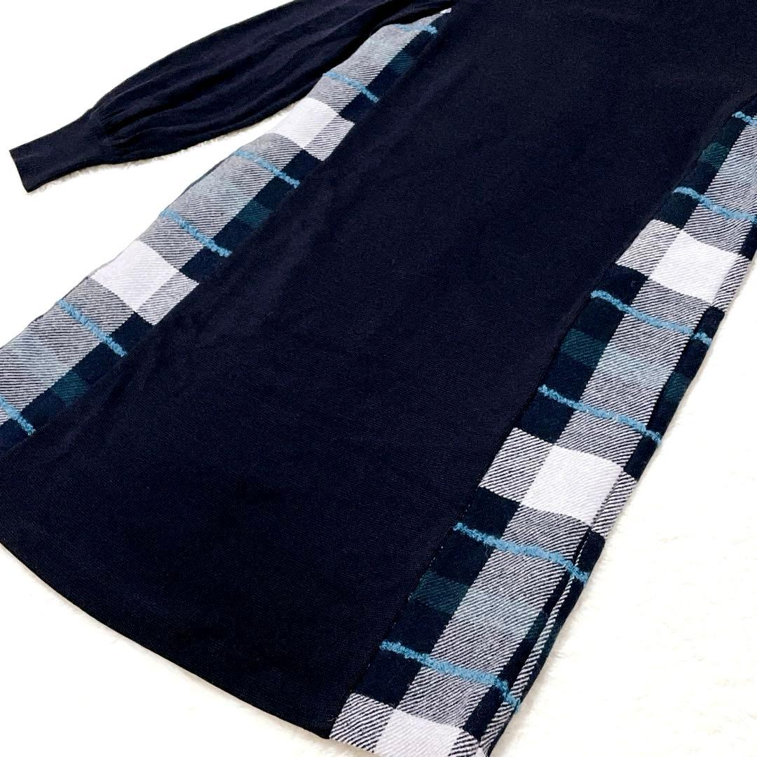 【美品】ブルーレーベルクレストブリッジ　ニットワンピース　金ボタン　38