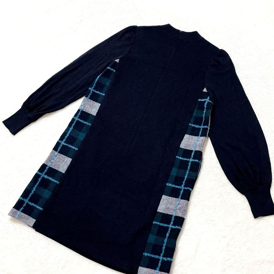 【美品】ブルーレーベルクレストブリッジ　ニットワンピース　金ボタン　38