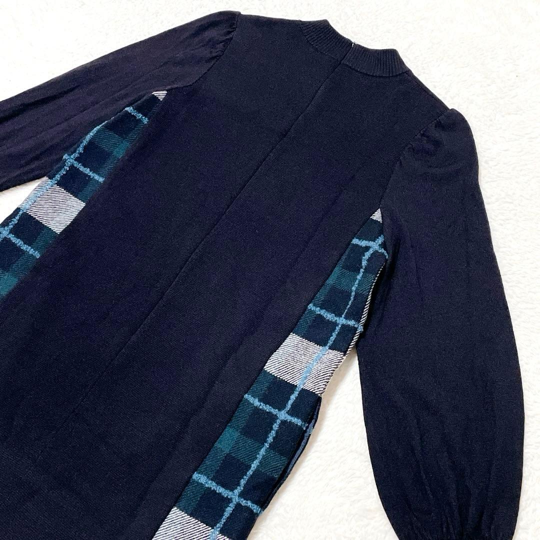 【美品】ブルーレーベルクレストブリッジ　ニットワンピース　金ボタン　38