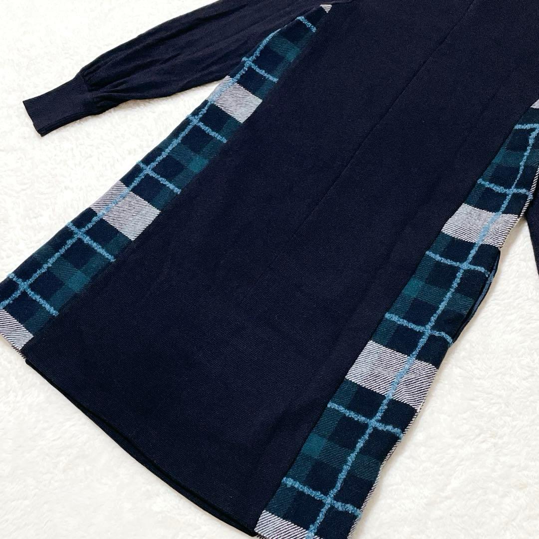 【美品】ブルーレーベルクレストブリッジ　ニットワンピース　金ボタン　38