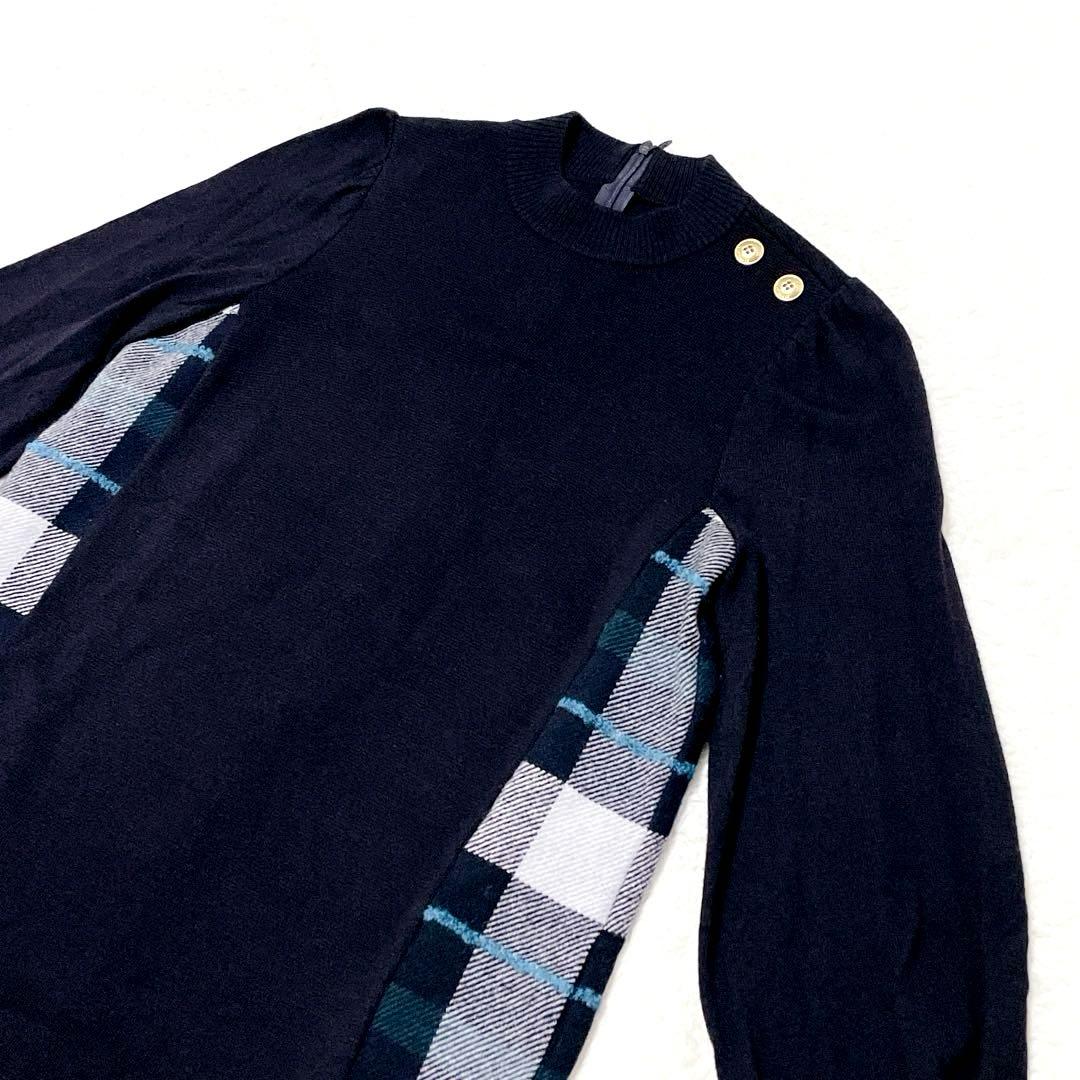 【美品】ブルーレーベルクレストブリッジ　ニットワンピース　金ボタン　38