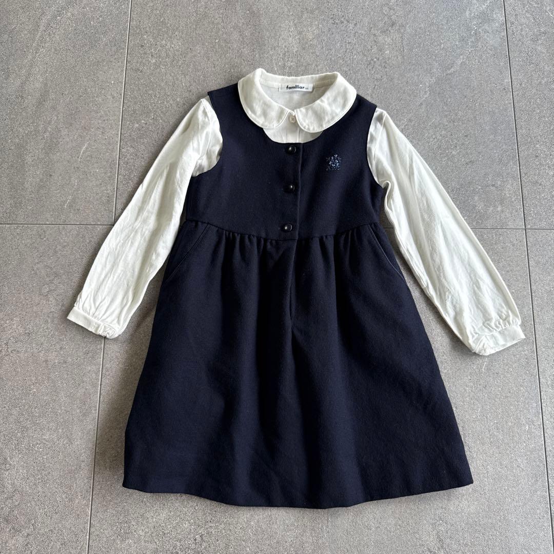 familiarフォーマル 115 ワンピース+ボレロ　濃紺　ブラウス　120