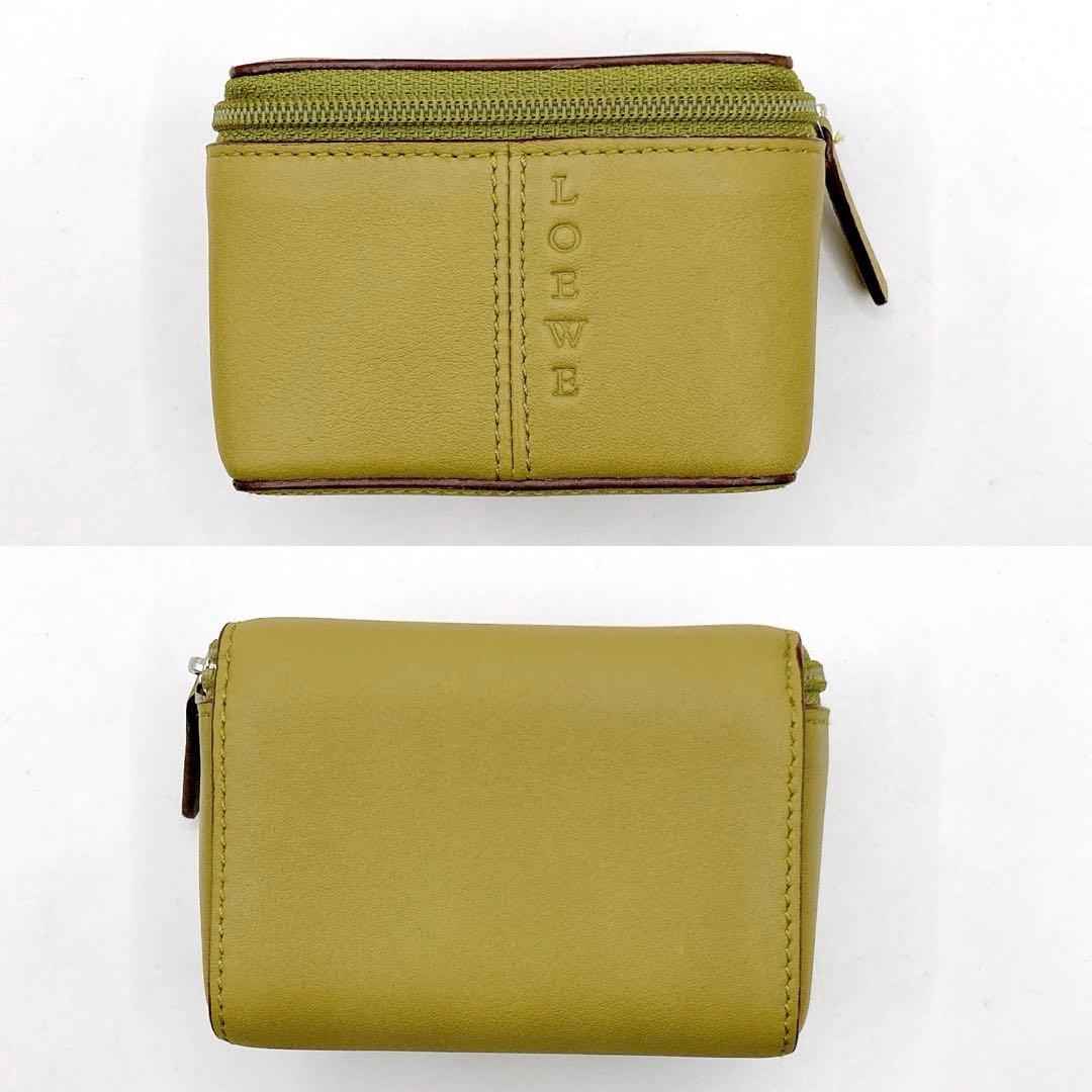 未使用✨LOEWE ロエベ アクセサリーケース 小物入れ オールレザー カーキ系
