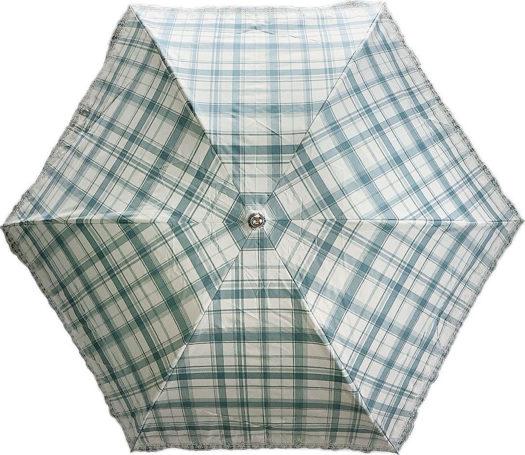 新品★ポロラルフローレン★チェック刺繍 晴雨兼用折りたたみ日傘 雨傘★ブルー白