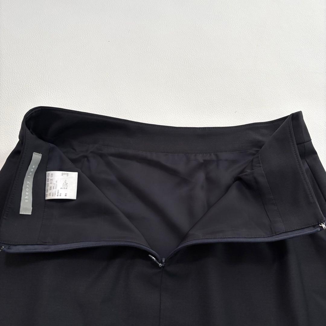 美品 セオリーリュクス エグゼクティブ ノーカラー スカートスーツセット S M