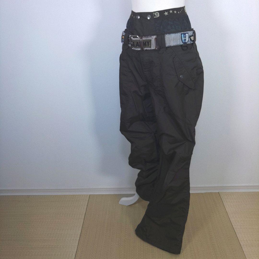 レディース　L　スキー　スノーボードウェア　上下セット　ピンク　ブラウン　ベルト