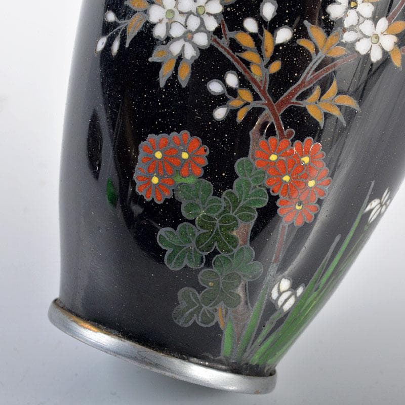 ターちゃん　七宝焼　古七宝　花文　小瓶　唐木台付　M　R4256