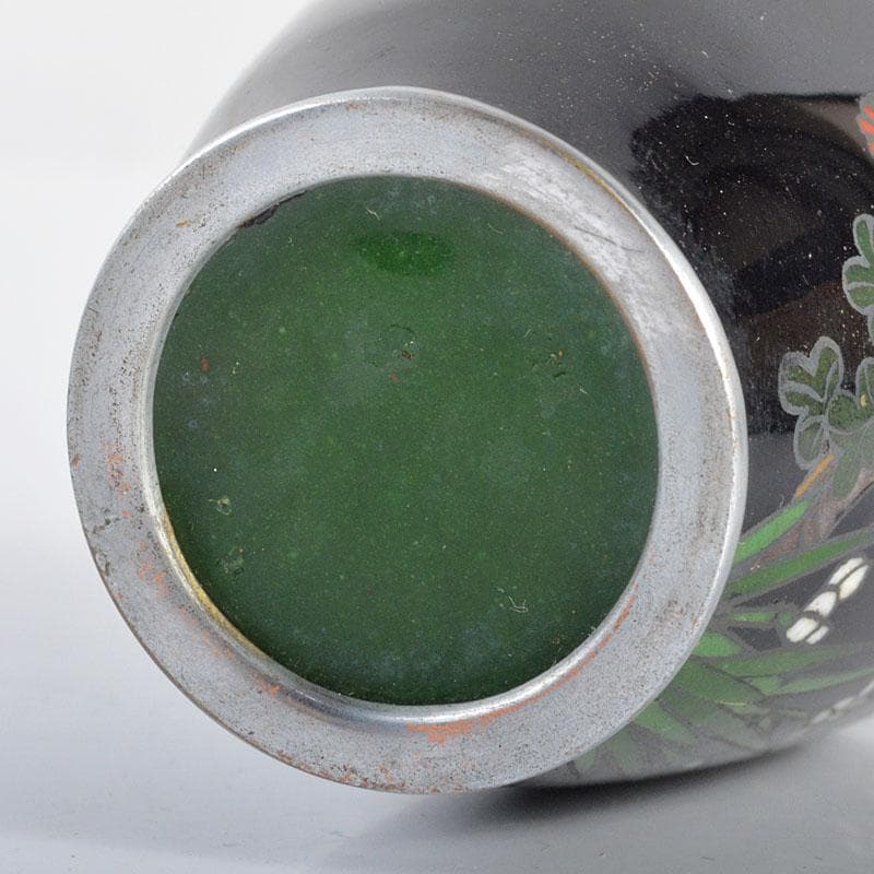 ターちゃん　七宝焼　古七宝　花文　小瓶　唐木台付　M　R4256