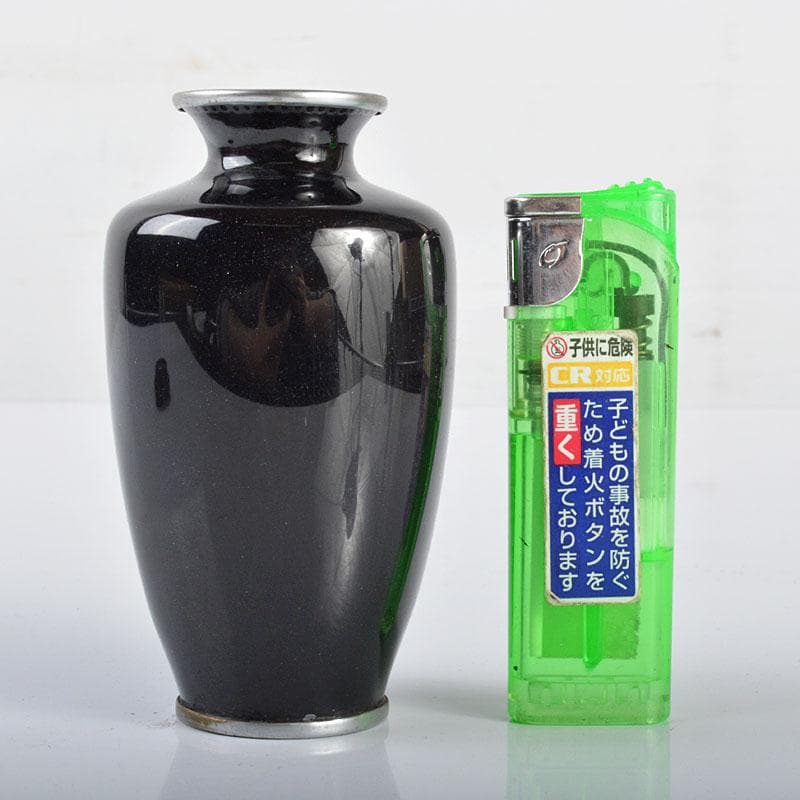 ターちゃん　七宝焼　古七宝　花文　小瓶　唐木台付　M　R4256