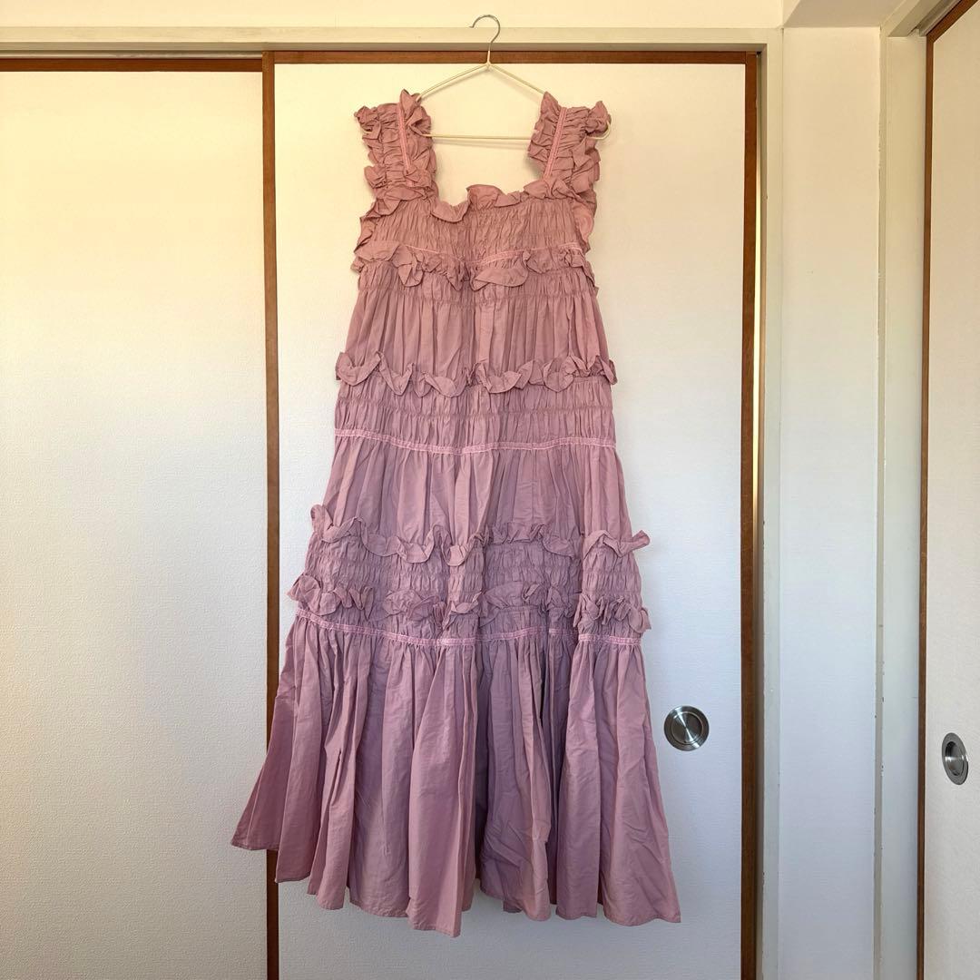 【PERNA】ギャザーキャミフリルワンピース・ピンク