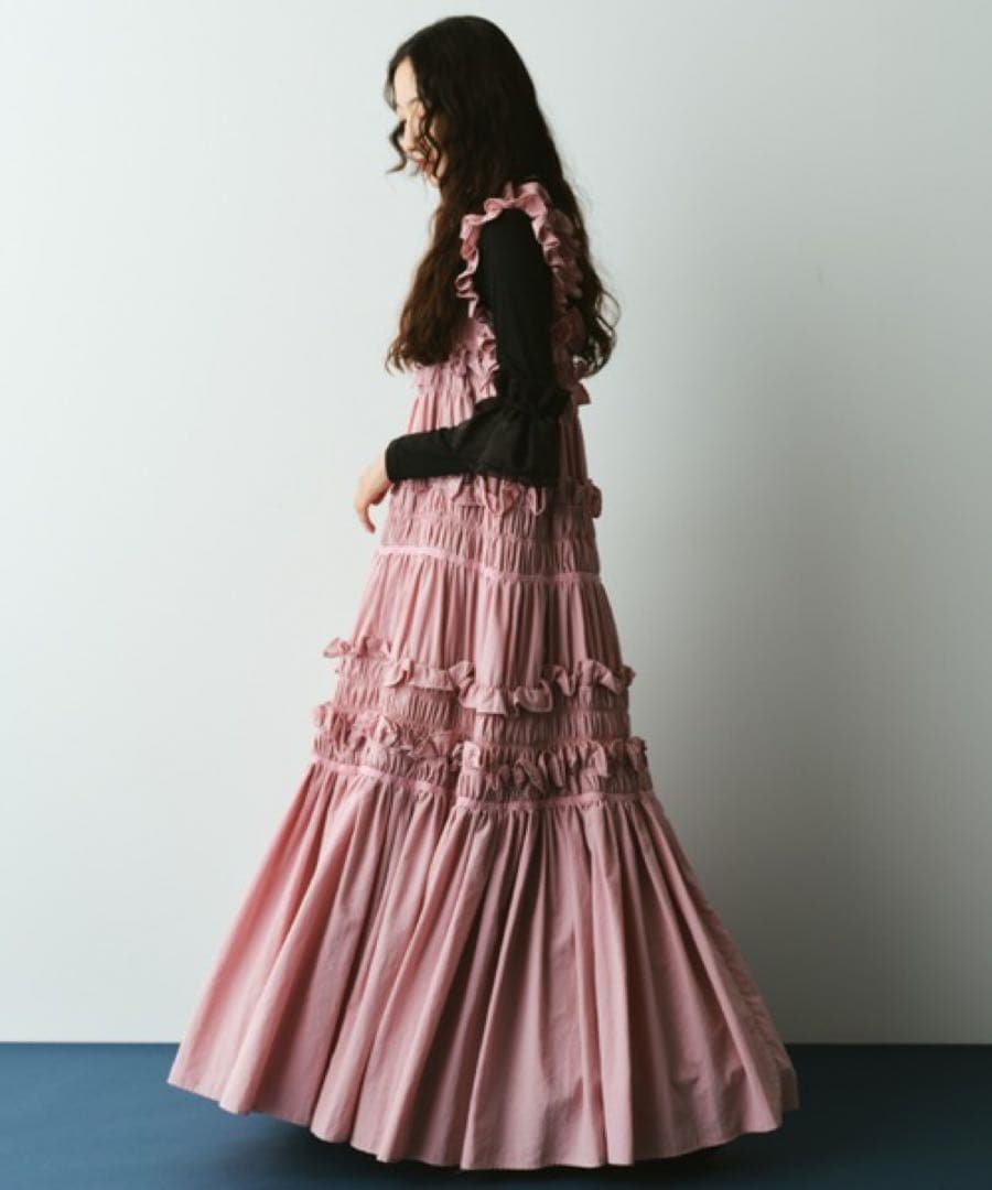 【PERNA】ギャザーキャミフリルワンピース・ピンク