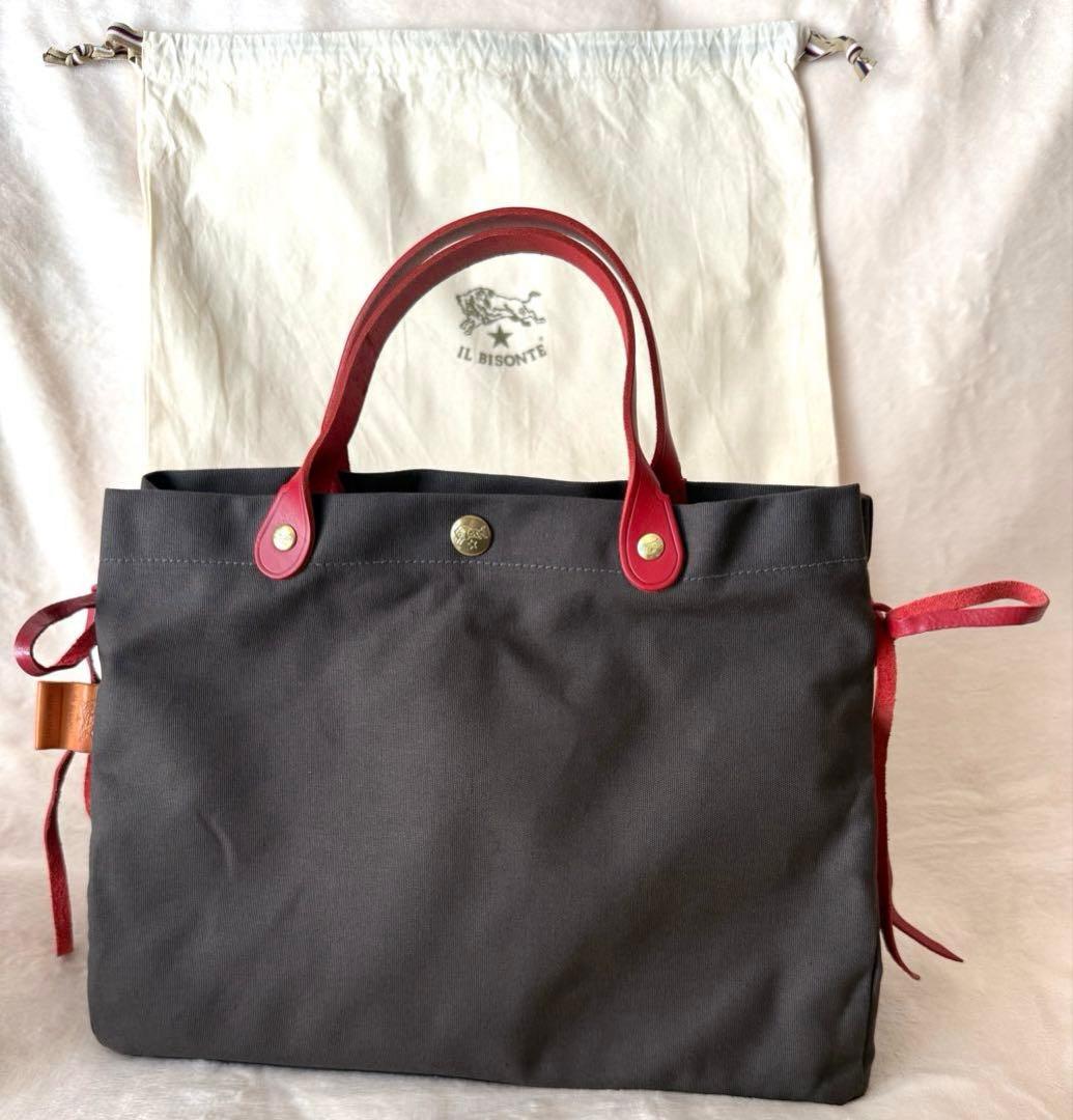 【新品】IL BISONTEイルビゾンテ サイドリボン キャンバス トートバッグ