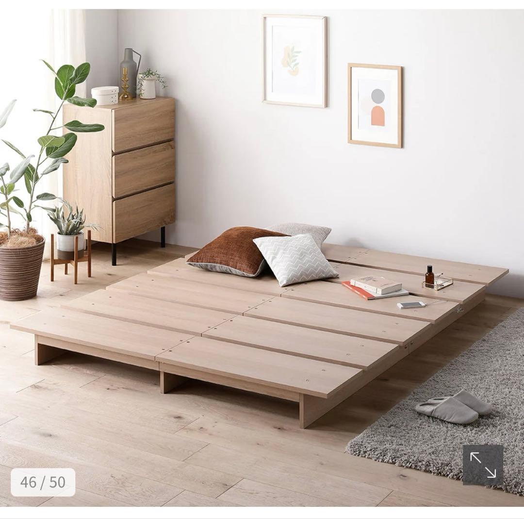 新品未開封 フレーム&マットレスセット/すのこベッド ナチュラル/シングル