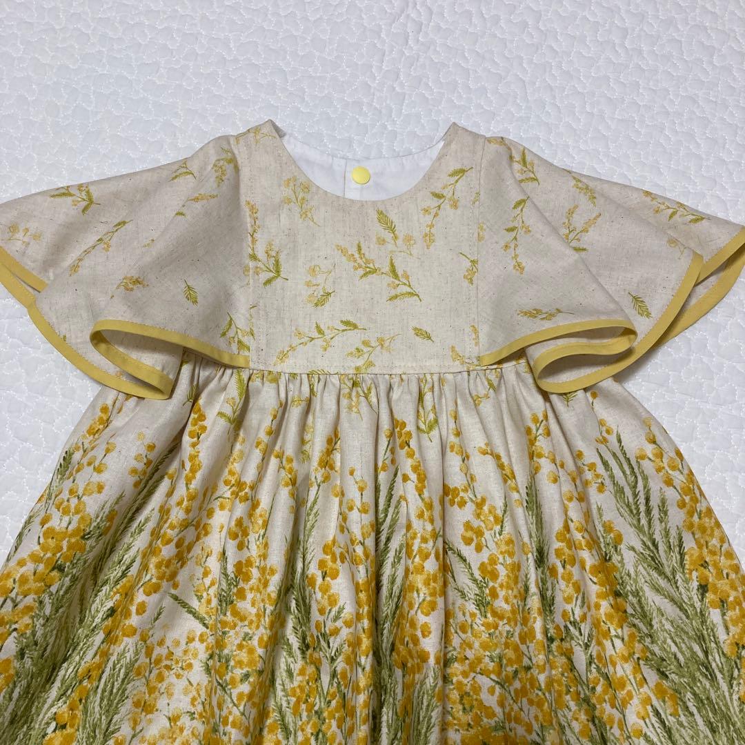 ミモザ　ワンピース　ハンドメイド
