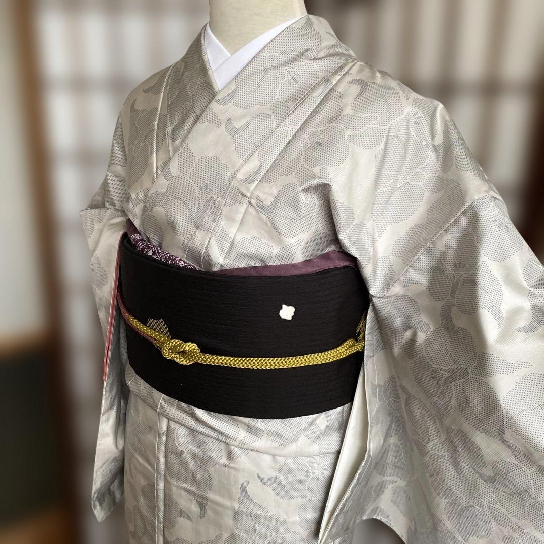 再値下げ　本場白大島　洋花　一元式絣　未着用