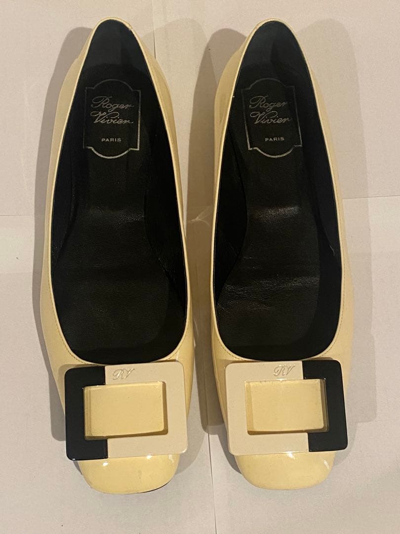 Roger Vivier アイボリー バイカラー定番バレエシューズ39.5