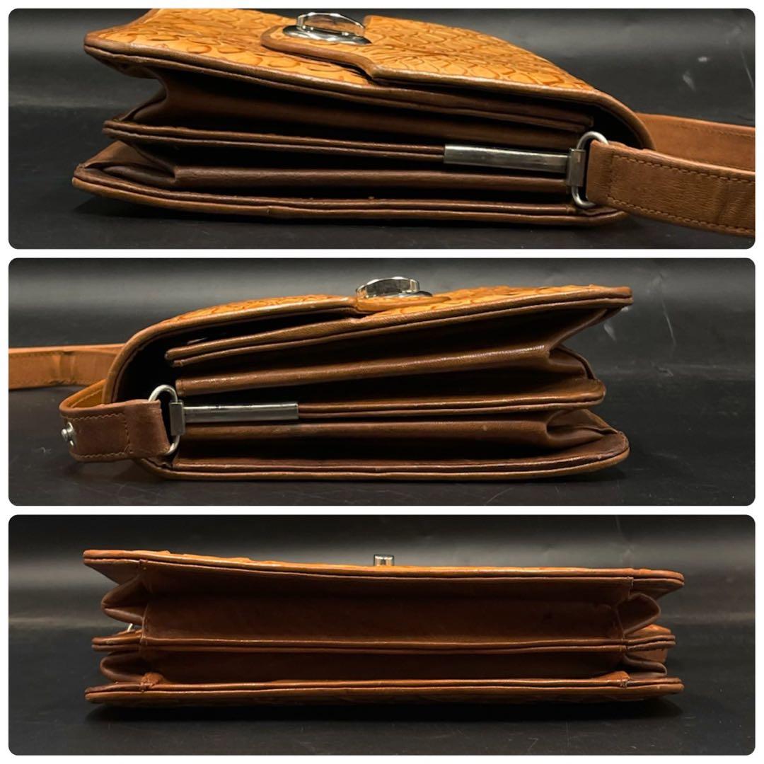 センザンコウ 穿山甲 ショルダーバッグ ターンロック ブラウン